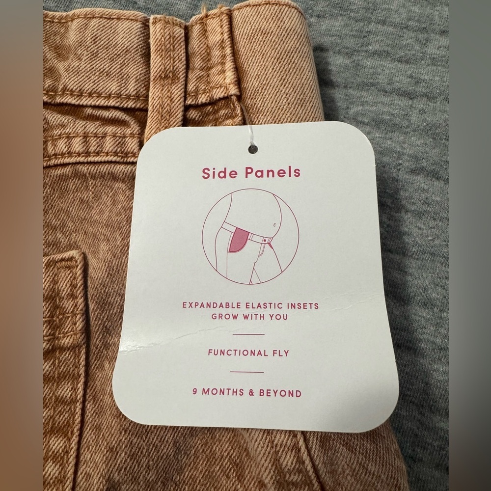 Isabel Maternity High Rise Midi Short with Side Panels Clay - Picture 4 of 10